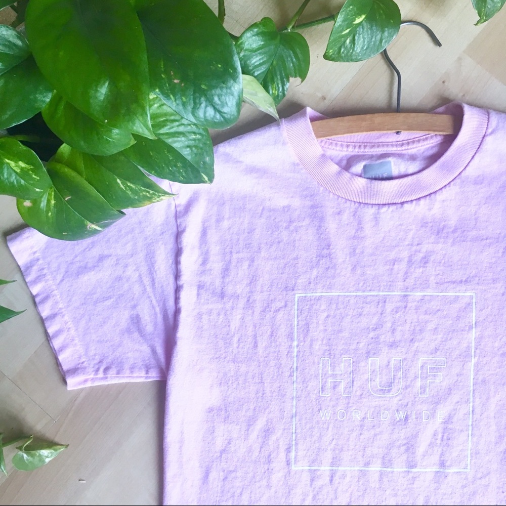 HUF Wolrdwide Pink Logo Tshirt Tee Pink S